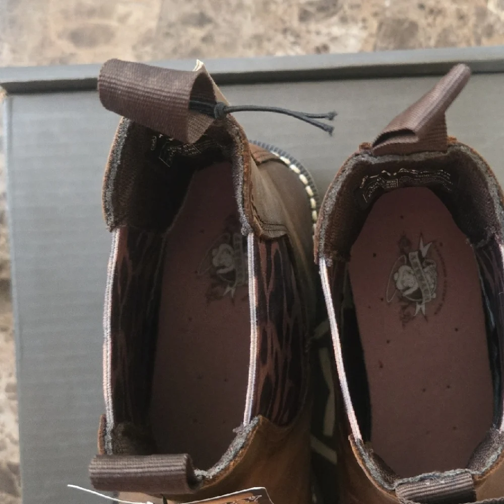 NWT Ariat Brown Leather Boots with Tan Leopard Accents - Picture 5 of 5